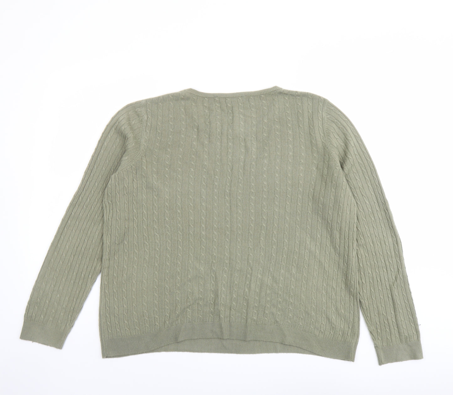 Bonmarché Womens Green Round Neck Acrylic Pullover Jumper Size 16