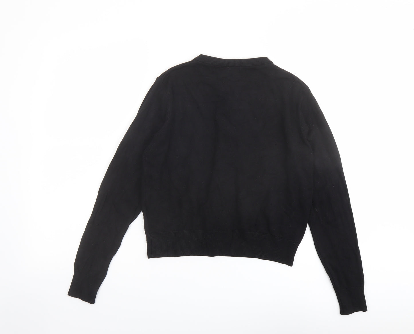 H&M Womens Black Round Neck Viscose Cardigan Jumper Size M