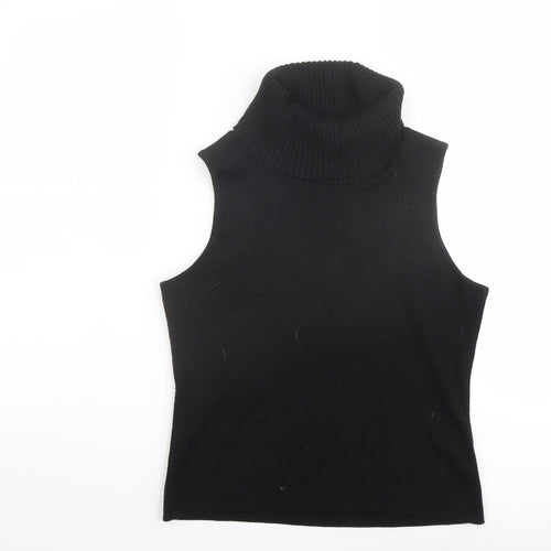 Marks and Spencer Womens Black Roll Neck Acrylic Vest Jumper Size 12