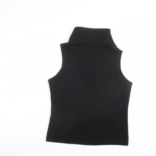 Marks and Spencer Womens Black Roll Neck Acrylic Vest Jumper Size 12