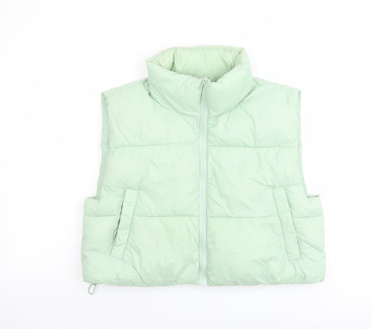 Pull&Bear Womens Green Gilet Jacket Size L Zip