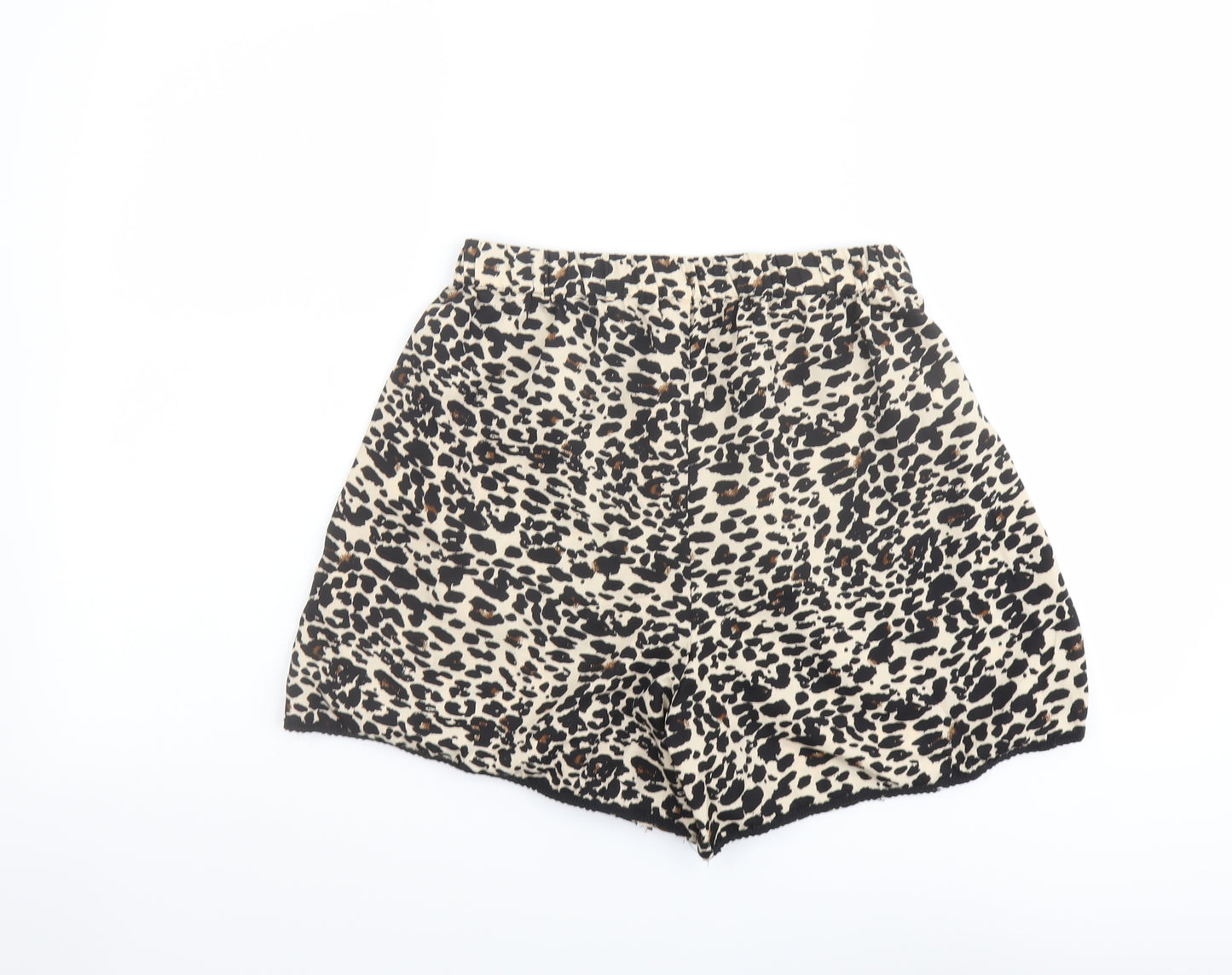 Boohoo Womens Beige Animal Print Polyester Bermuda Shorts Size 10 L4 in Regular Pull On