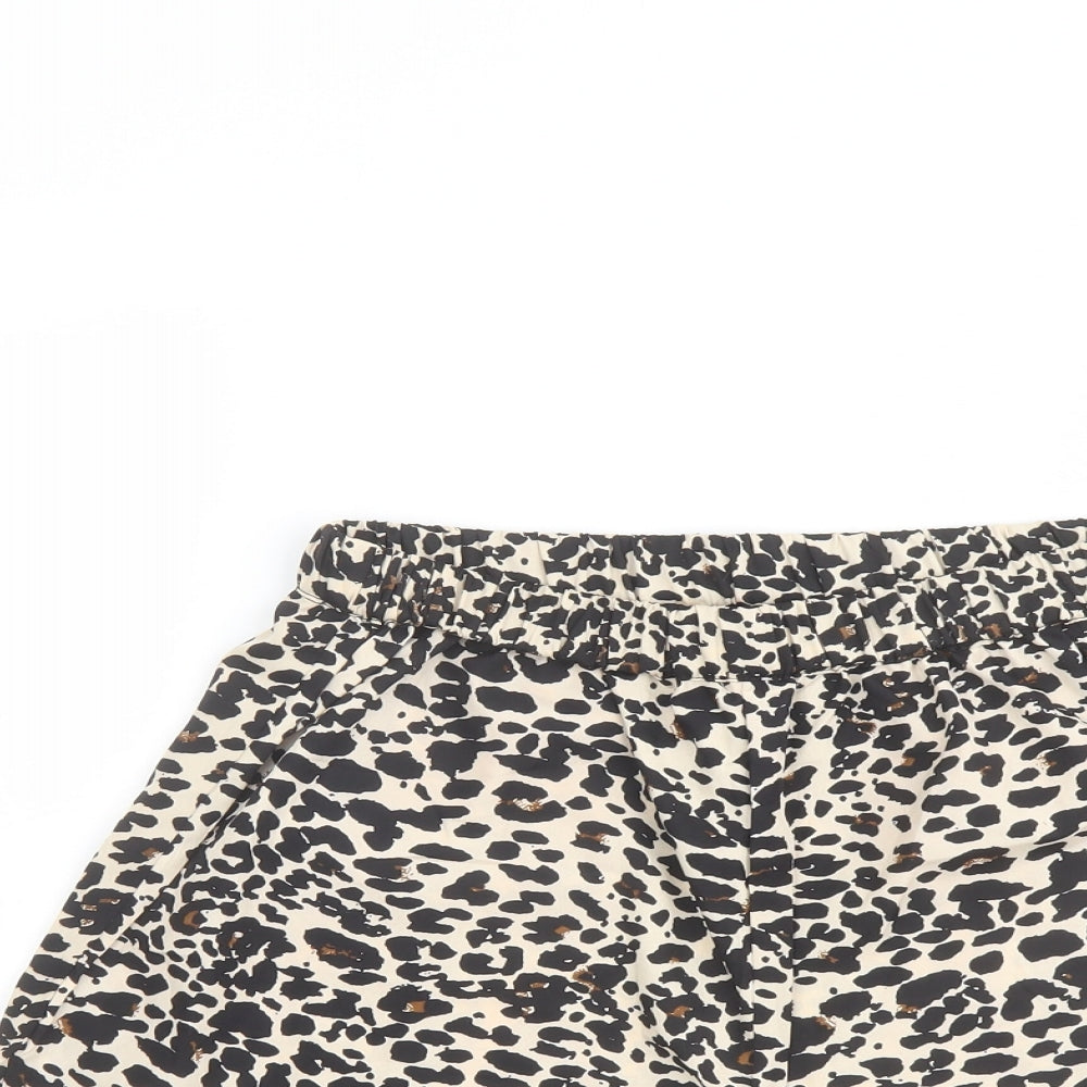Boohoo Womens Beige Animal Print Polyester Bermuda Shorts Size 10 L4 in Regular Pull On