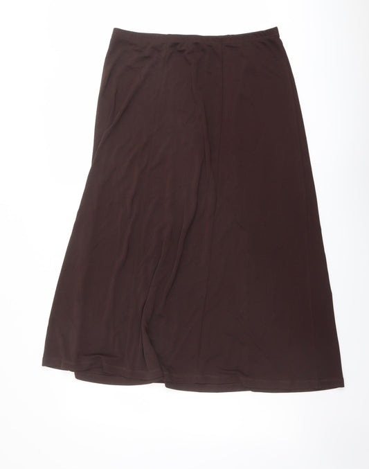 ELVI Womens Brown Viscose Swing Skirt Size 10