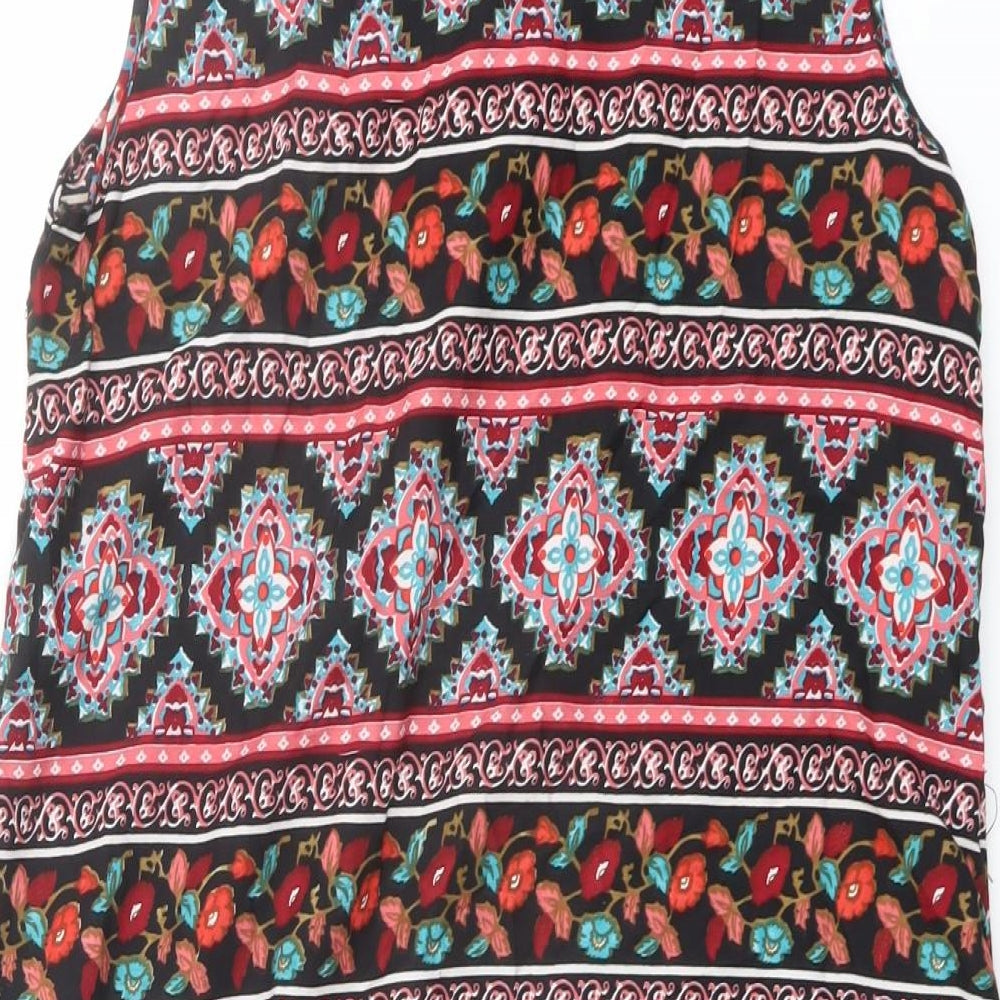 Mela London Womens Multicoloured Geometric Polyester Shift Size 10 Boat Neck Pullover