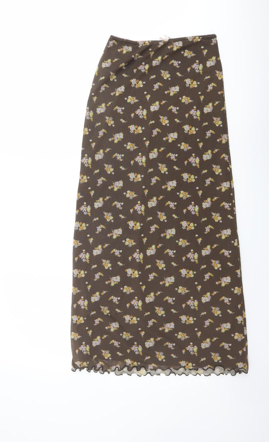Urban Outfitters Womens Brown Floral Polyester Maxi Skirt Size XS
