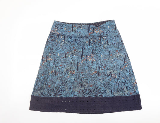 White Stuff Womens Blue Geometric Viscose A-Line Skirt Size 14