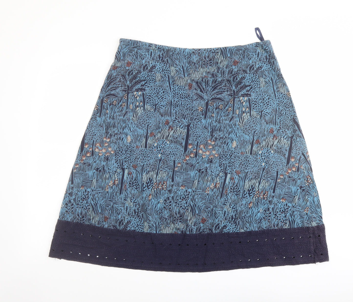 White Stuff Womens Blue Geometric Viscose A-Line Skirt Size 14