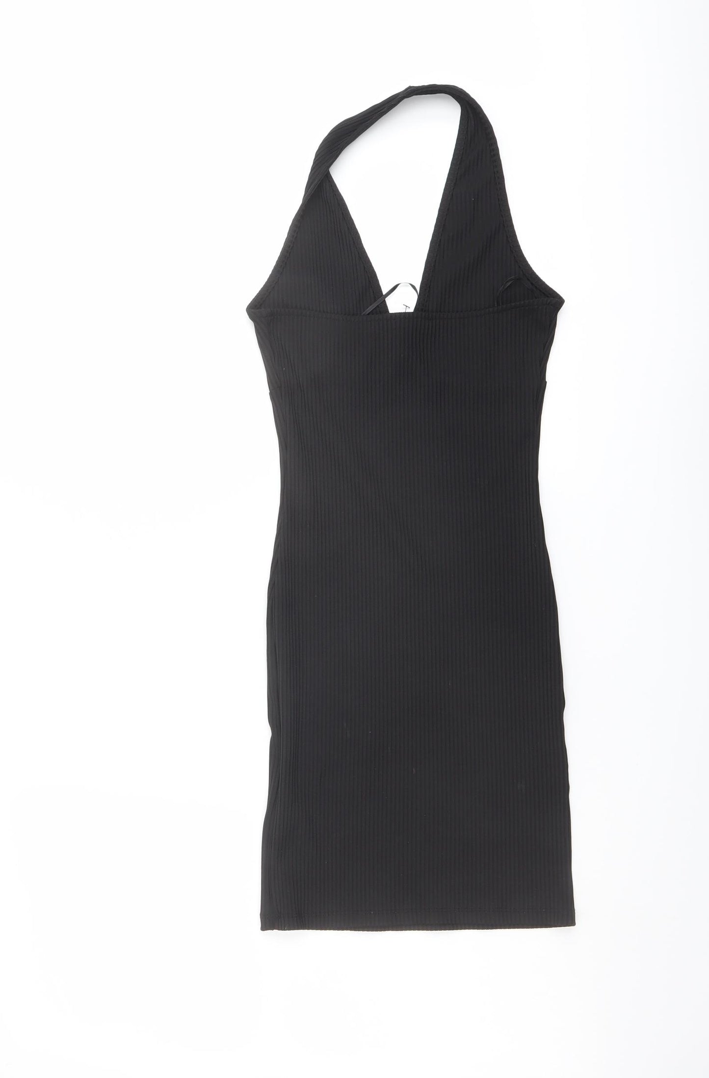 Bershka Womens Black Polyester Bodycon Size XS Halter Pullover