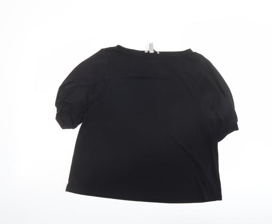 H&M Womens Black Polyester Basic T-Shirt Size L Round Neck