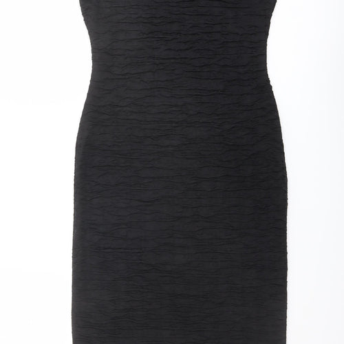 Madam Rage Womens Black Polyester Pencil Dress Size 8 Boat Neck Pullover - Textured