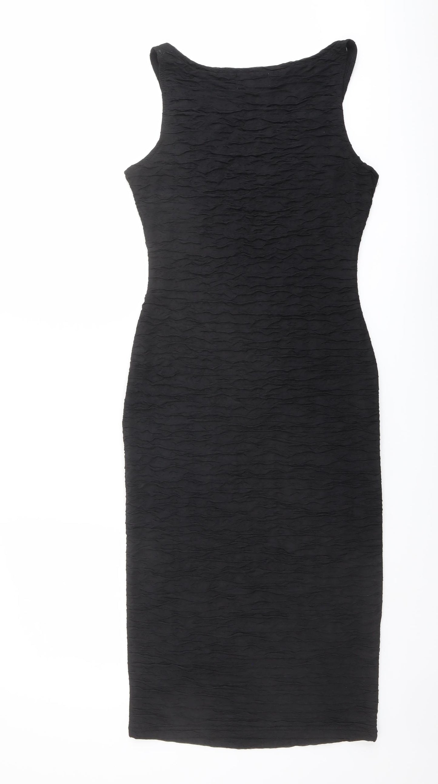 Madam Rage Womens Black Polyester Pencil Dress Size 8 Boat Neck Pullover - Textured