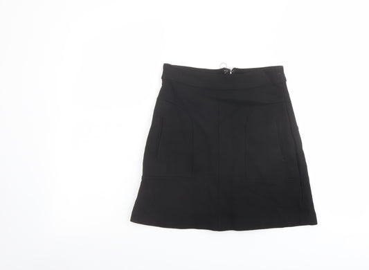 Anthropologie Womens Black Viscose A-Line Skirt Size 4 Zip