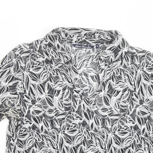 Sarah Hamilton Womens Black Geometric Polyester Basic T-Shirt Size 14 Collared