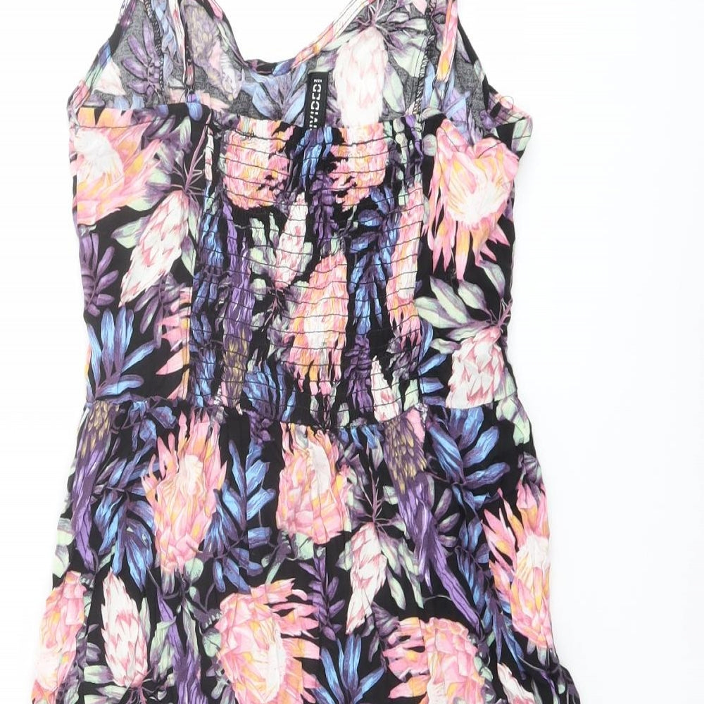 H&M Womens Multicoloured Floral Viscose Slip Dress Size 10 Scoop Neck Pullover