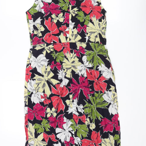 Great Plains Womens Multicoloured Geometric Polyester Pencil Dress Size M V-Neck Zip