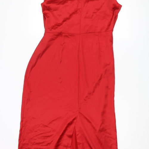 Zara Womens Red Polyester Sheath Size XL Round Neck Zip