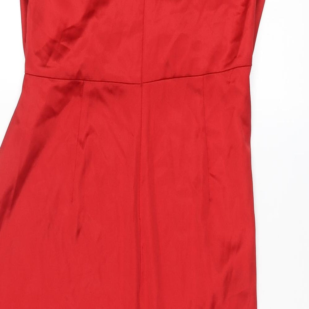 Zara Womens Red Polyester Sheath Size XL Round Neck Zip