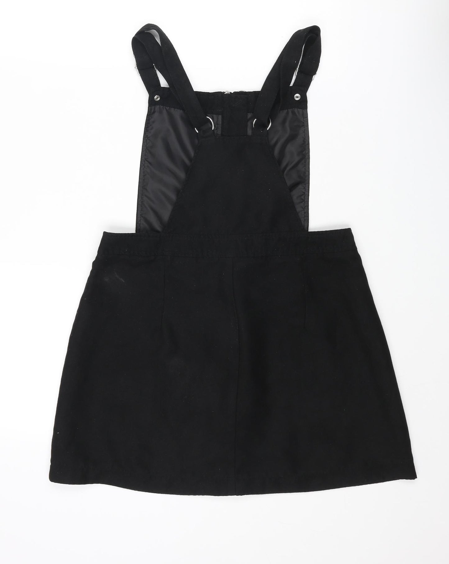 Divided by H&M Womens Black Polyester Pinafore/Dungaree Dress Size 12 Square Neck Zip