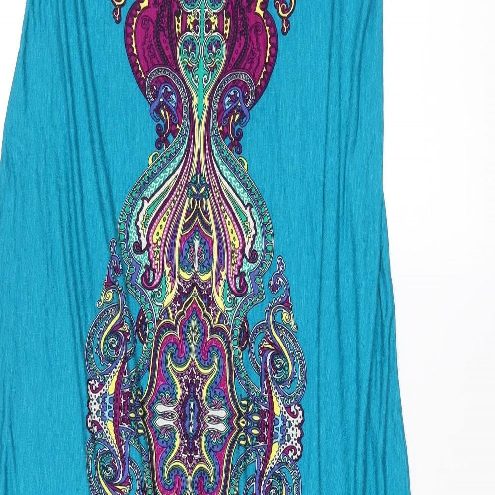 Per Una Womens Multicoloured Geometric Viscose Maxi Size 16 V-Neck Pullover