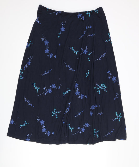 Evans Womens Blue Floral Viscose Swing Skirt Size 18