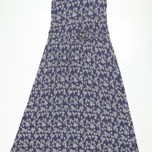 Indigo Womens Blue Floral Viscose Maxi Size 10 Round Neck Pullover