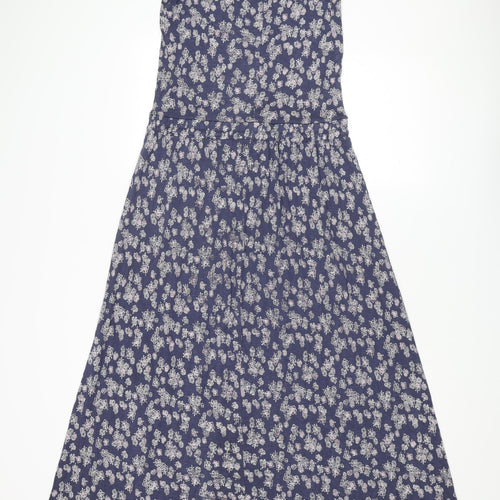 Indigo Womens Blue Floral Viscose Maxi Size 10 Round Neck Pullover