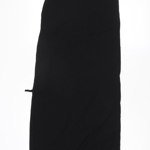 River Island Womens Black Viscose Maxi Size 10 Round Neck Tie