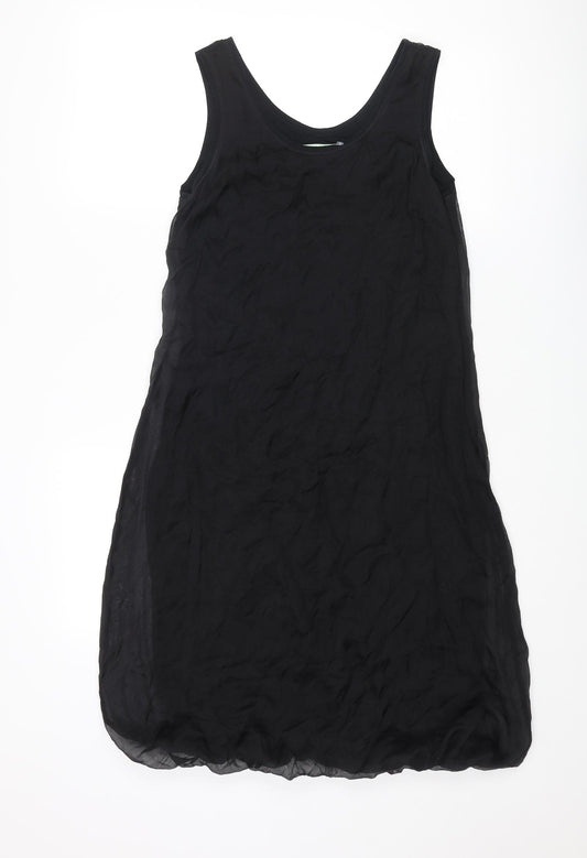 Carolyn Donnelly Womens Black Silk Tank Dress Size 10 Round Neck Zip