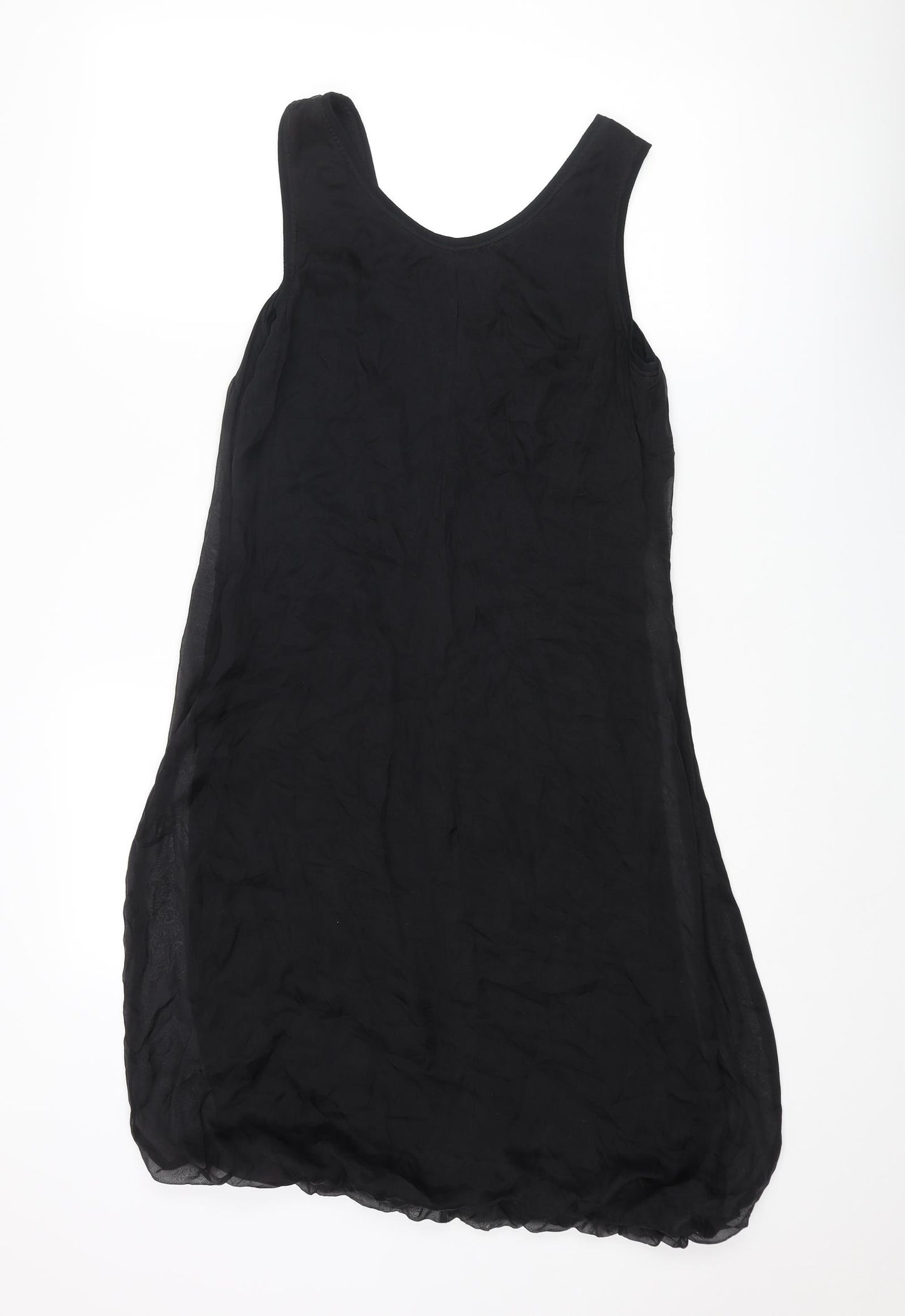 Carolyn Donnelly Womens Black Silk Tank Dress Size 10 Round Neck Zip