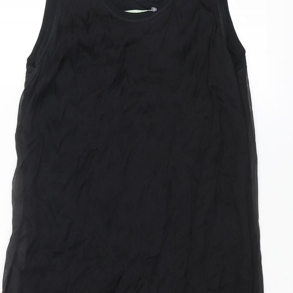 Carolyn Donnelly Womens Black Silk Tank Dress Size 10 Round Neck Zip