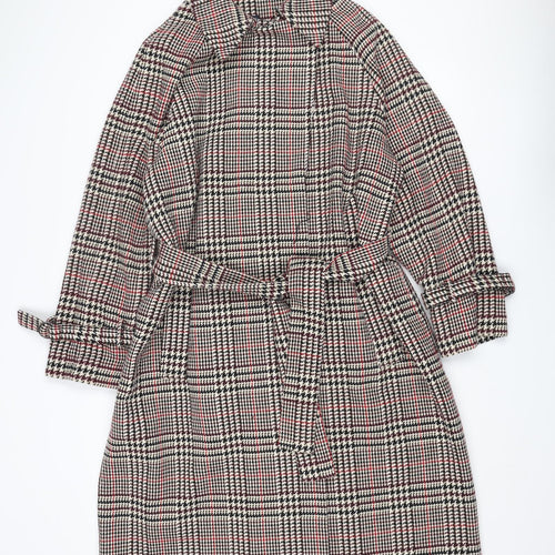 Marks and Spencer Womens Multicoloured Plaid Overcoat Coat Size 18 Snap