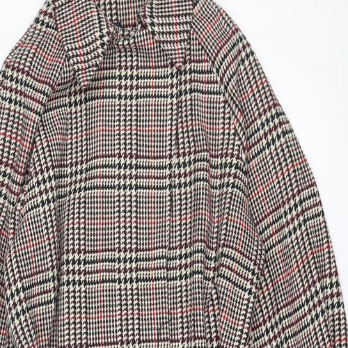 Marks and Spencer Womens Multicoloured Plaid Overcoat Coat Size 18 Snap