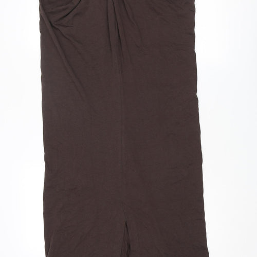 Zara Womens Brown Cotton Maxi Size S Round Neck Pullover