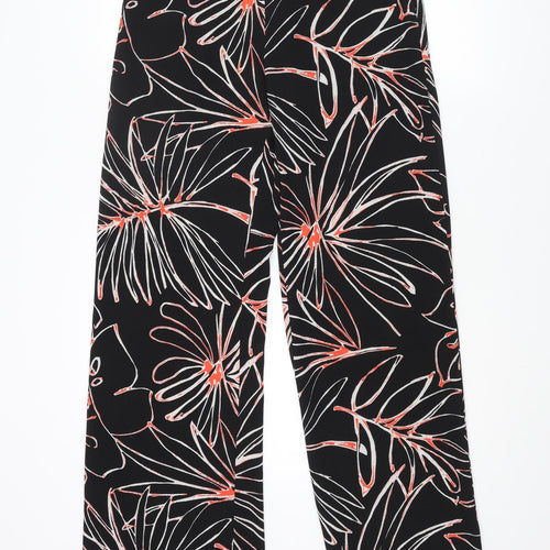 Adolfo Domínguez Womens Black Geometric Polyester Trousers Size 10 L34 in Regular Zip - Leaf Print