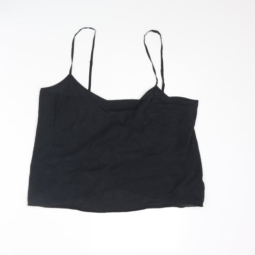 DKNY Pure Womens Black Silk Camisole Tank Size L Scoop Neck