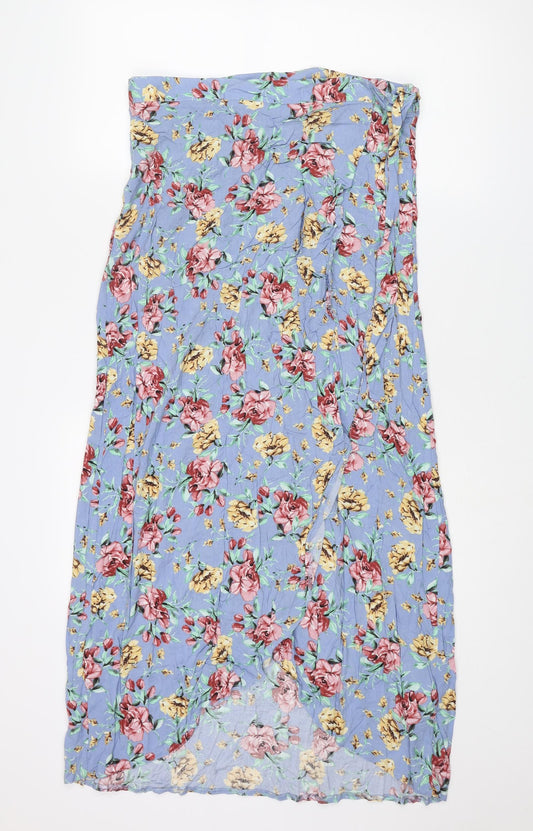 New Look Womens Multicoloured Floral Viscose A-Line Skirt Size 14 Button