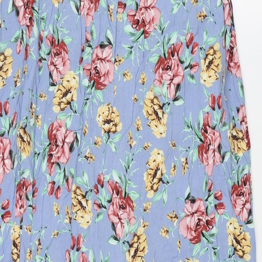 New Look Womens Multicoloured Floral Viscose A-Line Skirt Size 14 Button