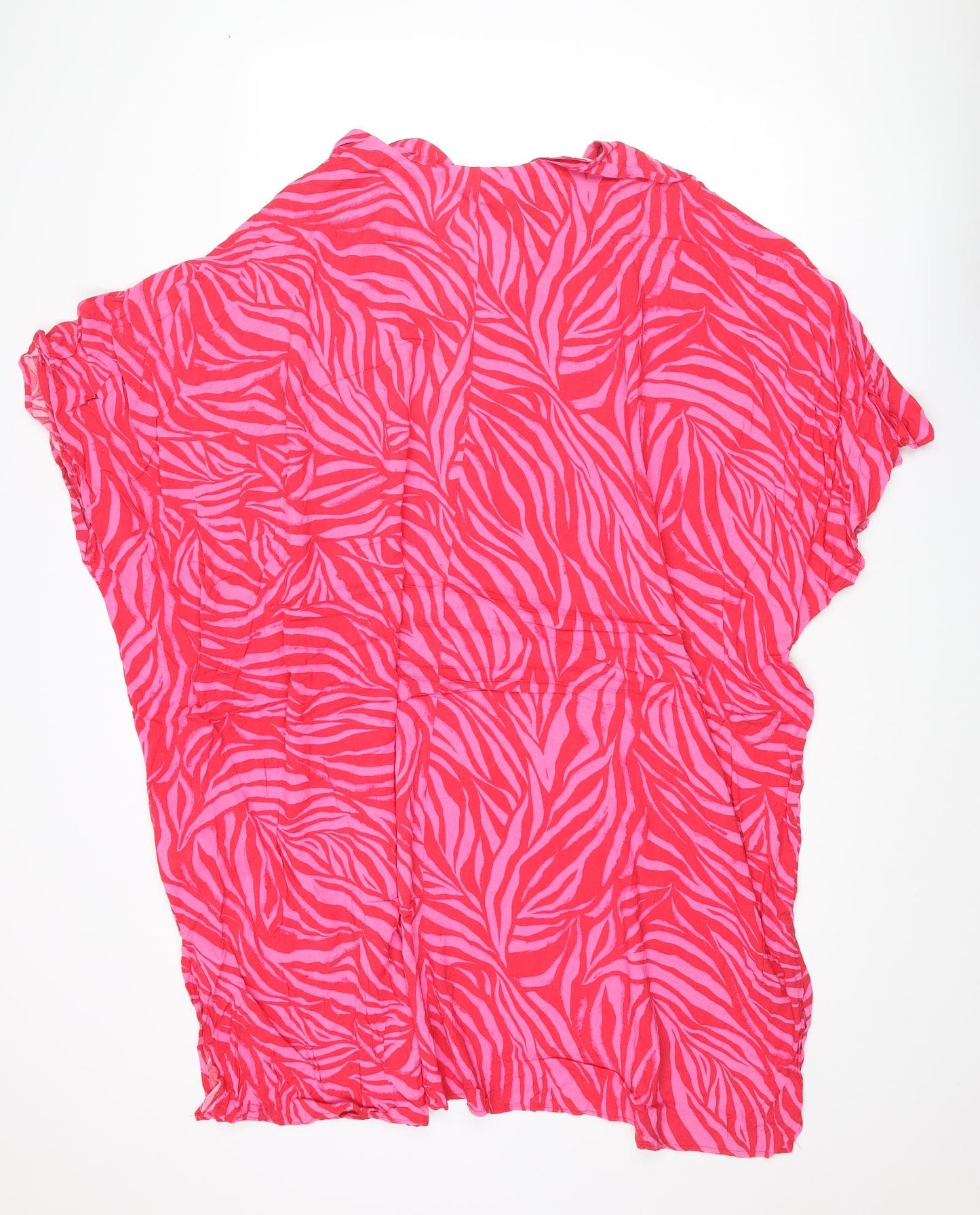 H&M Womens Pink Animal Print Viscose Shift Size XL V-Neck Pullover - Size XL - XXL