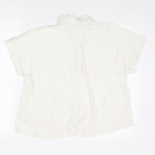 H&M Womens Ivory Viscose Basic Button-Up Size 8 Collared