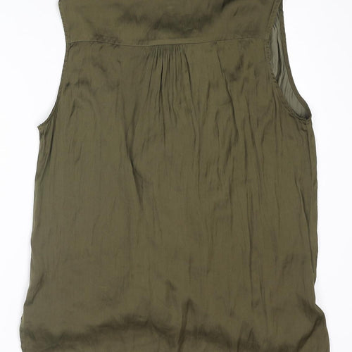 River Island Womens Green Polyester Basic Blouse Size 16 V-Neck - Tie Neck Detail