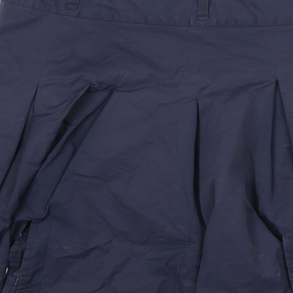 Jasper Conran Womens Blue Cotton Pleated Skirt Size 12 Zip