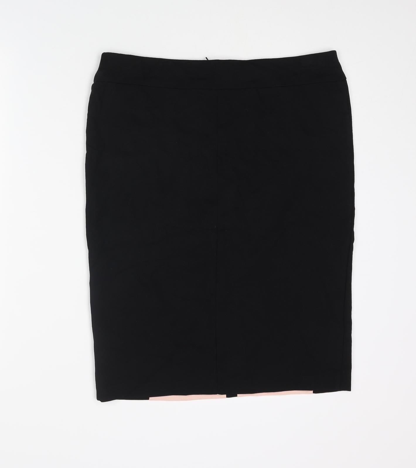 Debenhams Womens Black Viscose Straight & Pencil Skirt Size 14 - Colourblock