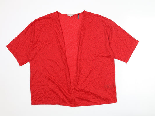 Anthology Womens Red Geometric Polyester Kimono Blouse Size 16 V-Neck