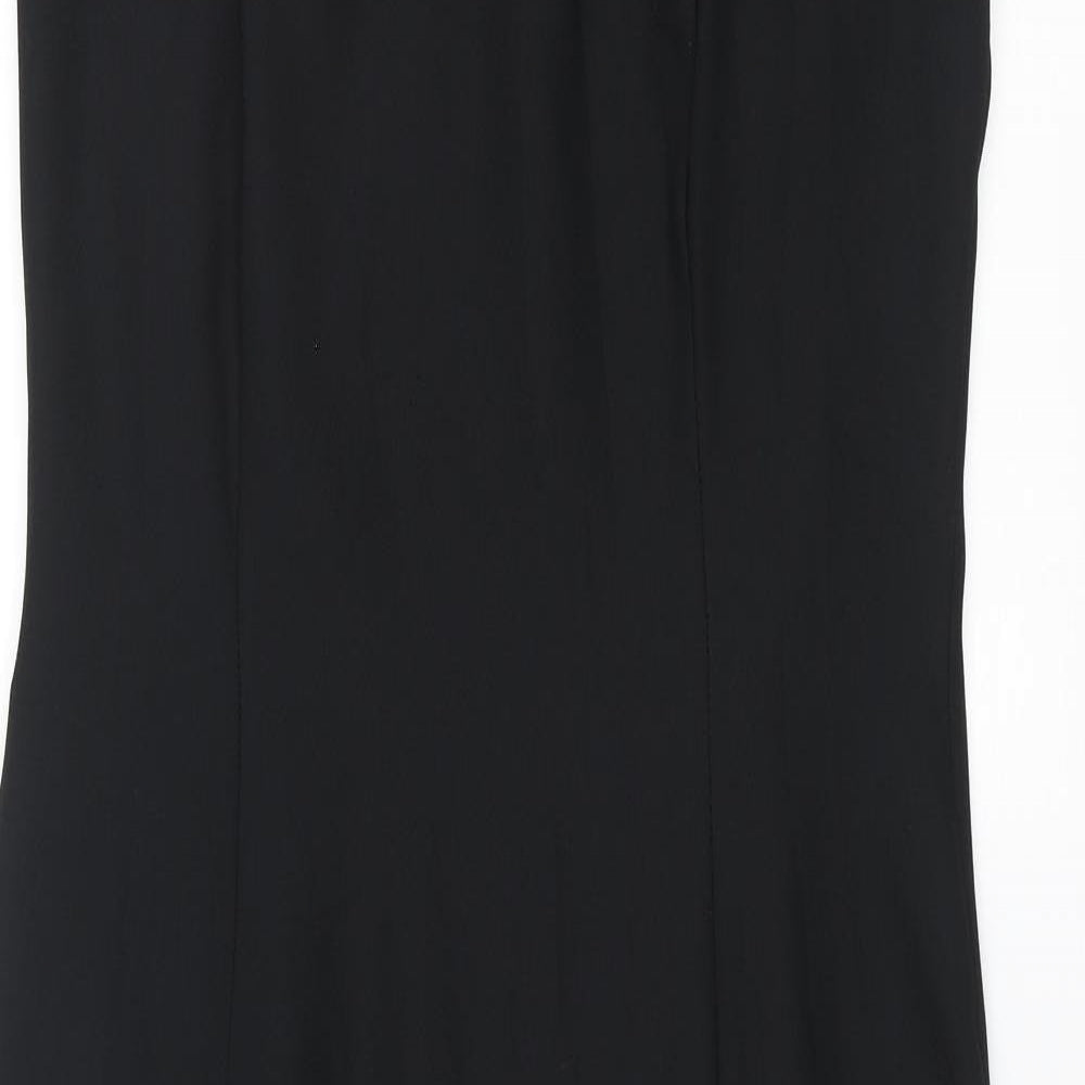 Richards Womens Black Polyester Slip Dress Size 14 Scoop Neck Zip