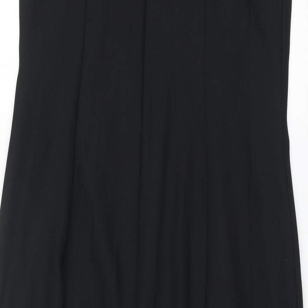 Richards Womens Black Polyester Slip Dress Size 14 Scoop Neck Zip