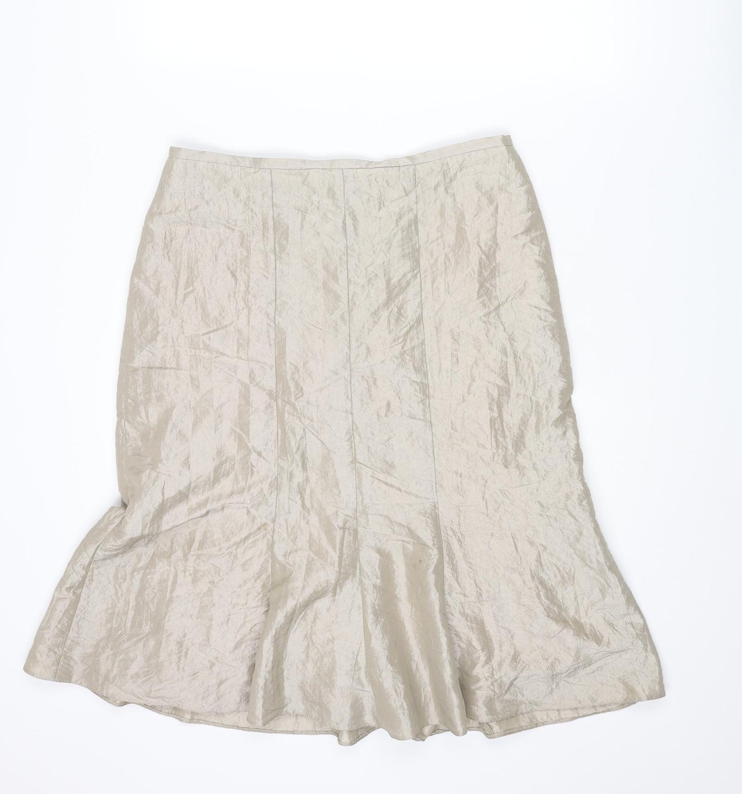 Caroline Charles Womens Beige Polyester Swing Skirt Size 14 Zip