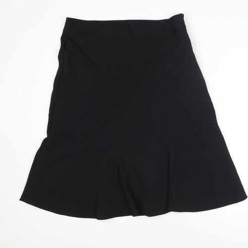 Marks and Spencer Womens Black Polyester Swing Skirt Size 16 Zip