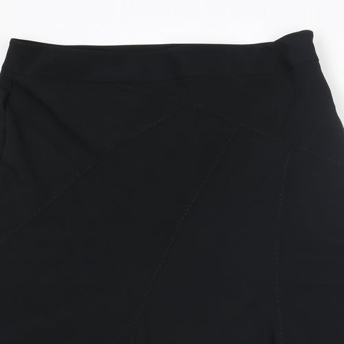 Marks and Spencer Womens Black Polyester Swing Skirt Size 16 Zip