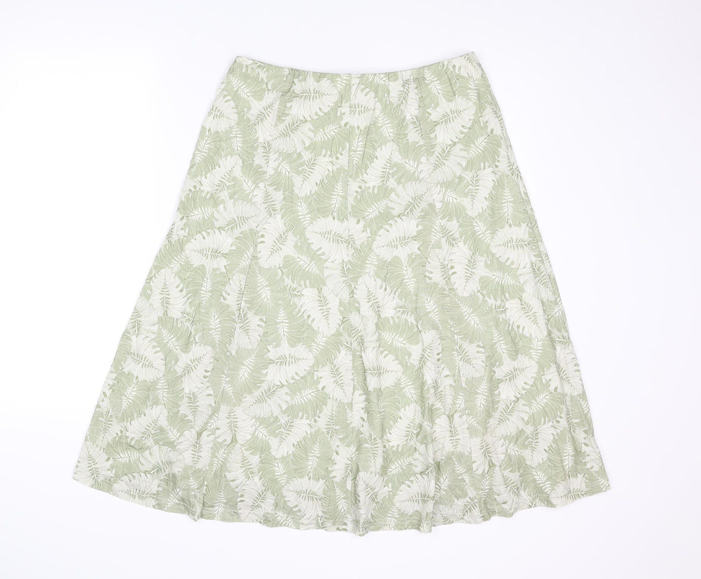 Cotswold Collections Womens Green Geometric Viscose Swing Skirt Size M